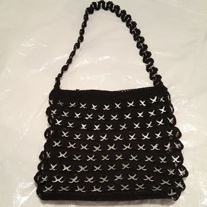 Crochet black bag with silver accents